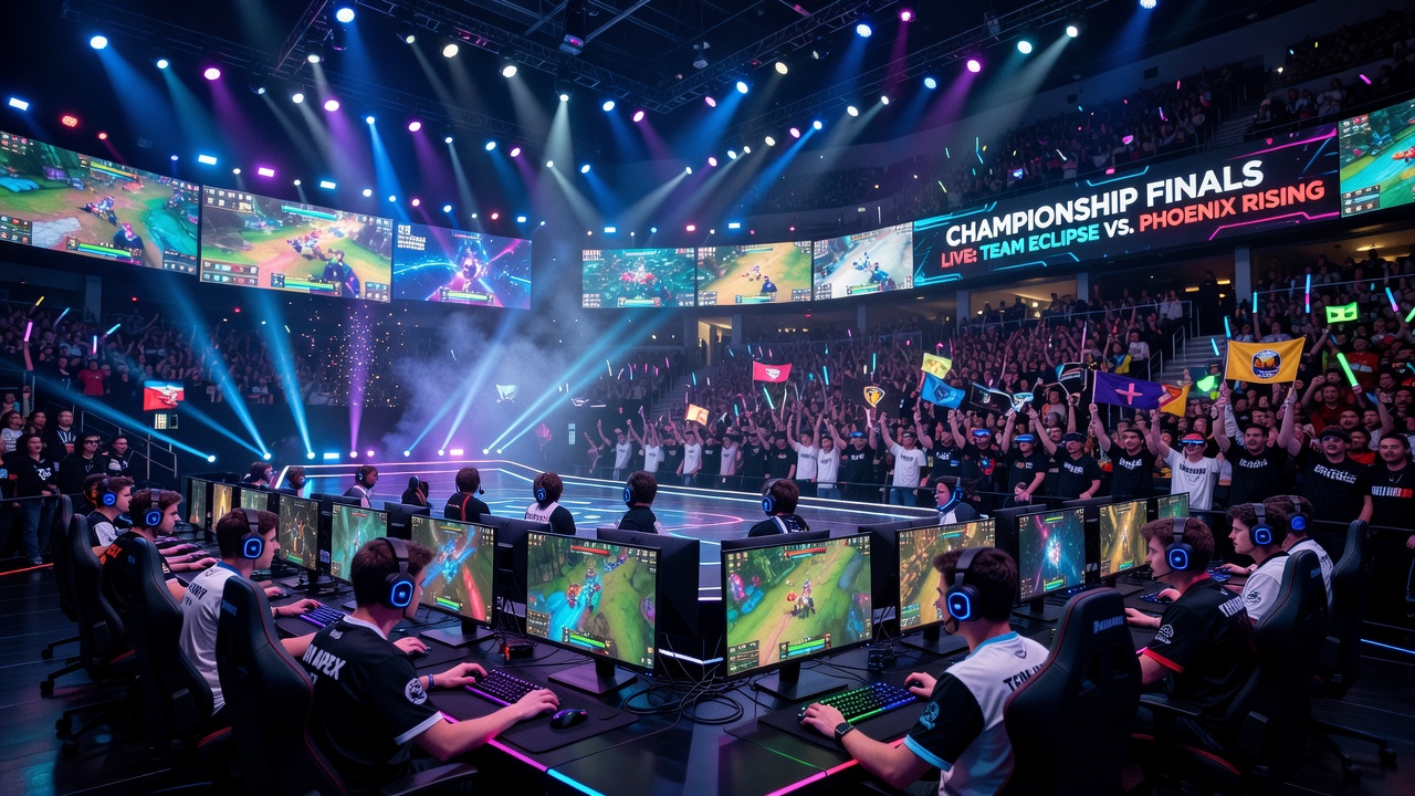 A packed esports tournament arena during a live match