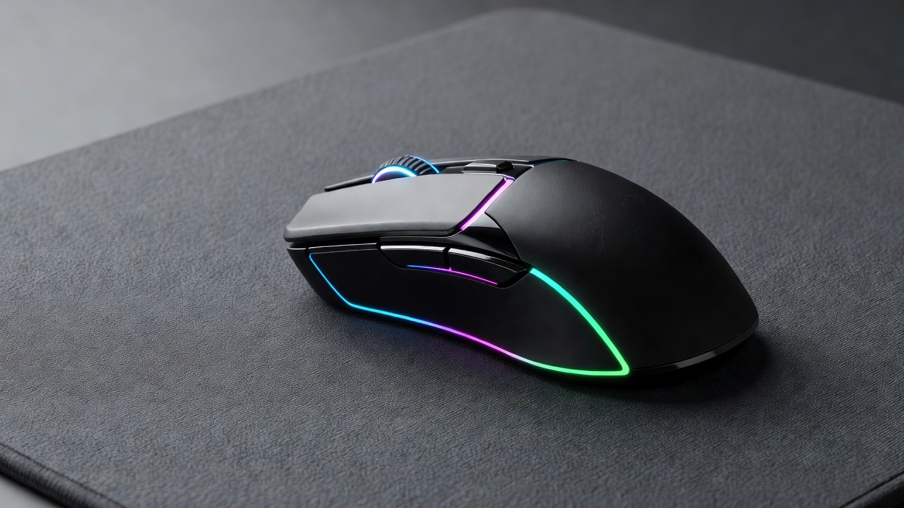 Close-up of an RGB gaming mouse used during technical testing