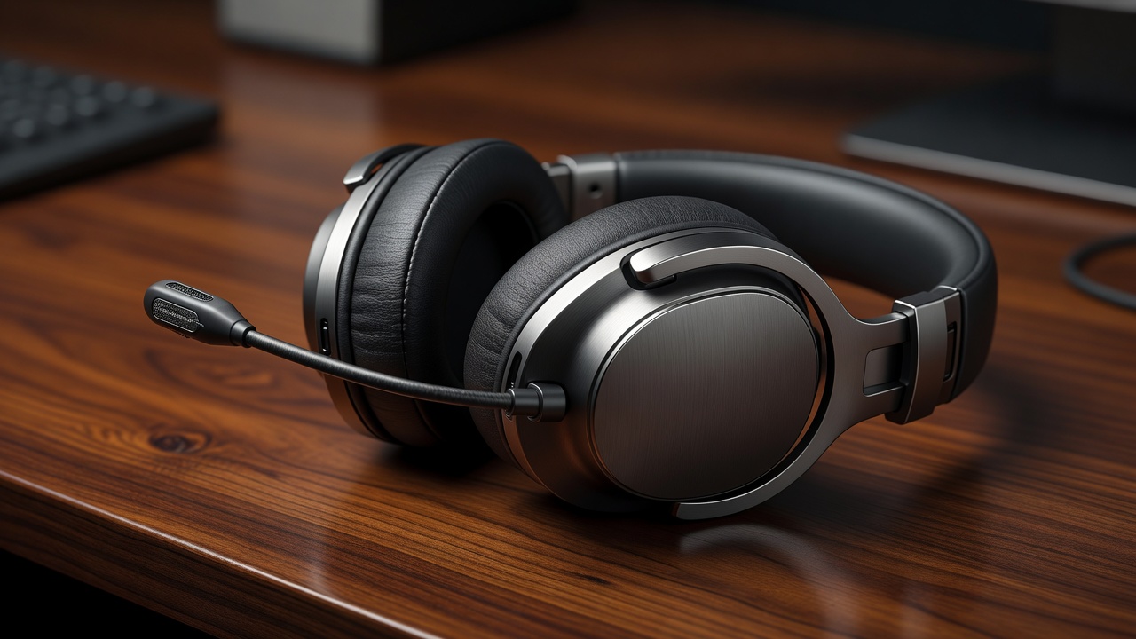 Close-up of a premium gaming headset used in audio testing